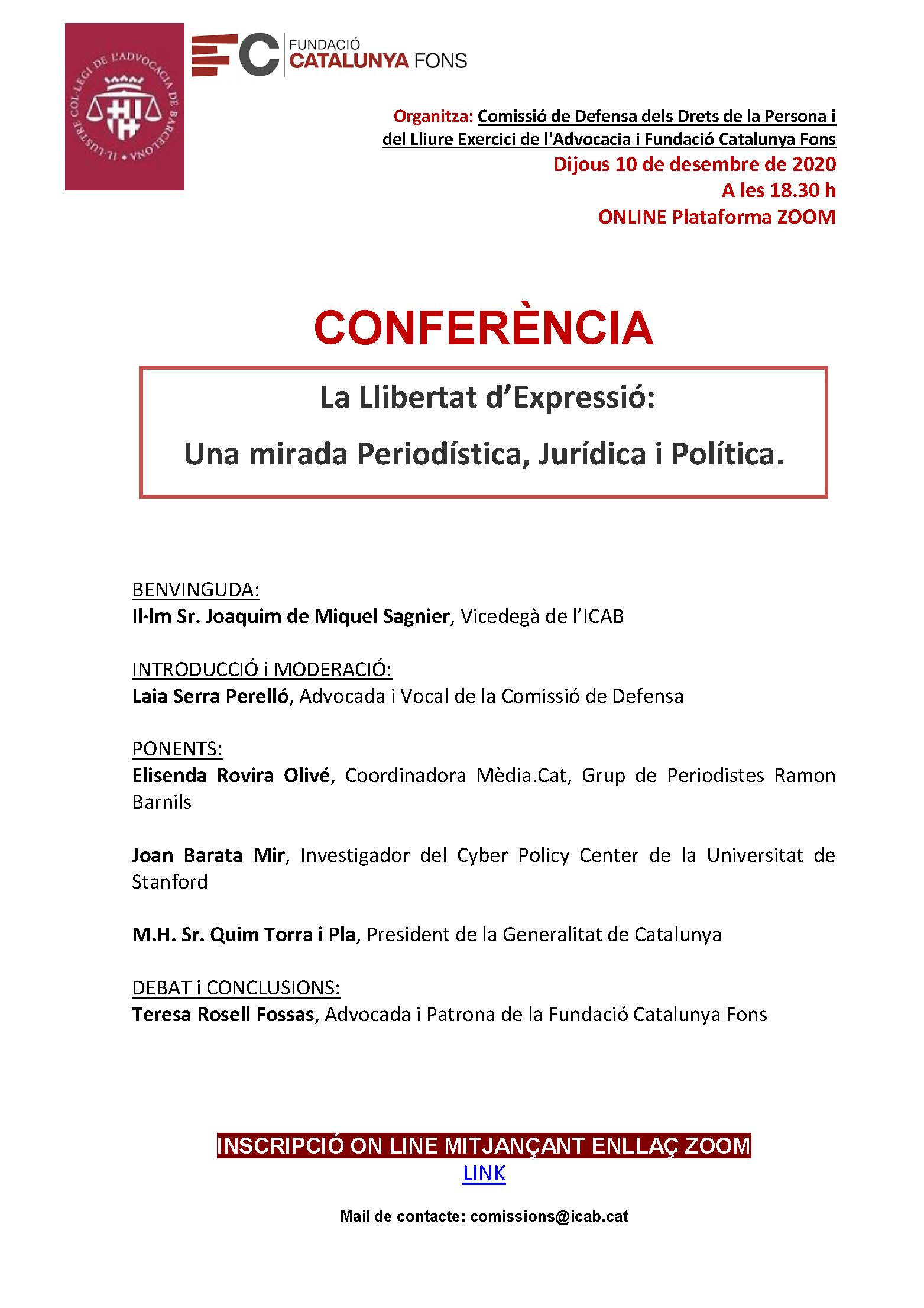 Conferencia ON-LINE: La Libertad de Expresión. Una mirada Periodística, Jurídica y Política.